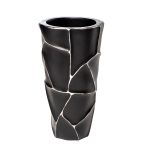 ZSC872-19BL  Кашпо d26*48см черное с серебром