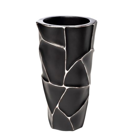 ZSC872-19BL  Кашпо d26*48см черное с серебром