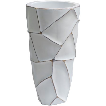 ZSC872-19WH-GL Кашпо d26*48см белое с золотом