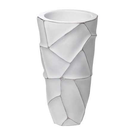 ZSC872-19WH Кашпо d26*48см белое с серебром