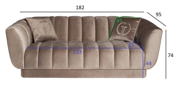 ZW-81102 Диван двухместный велюр серый 182*95*74см — изображение 5