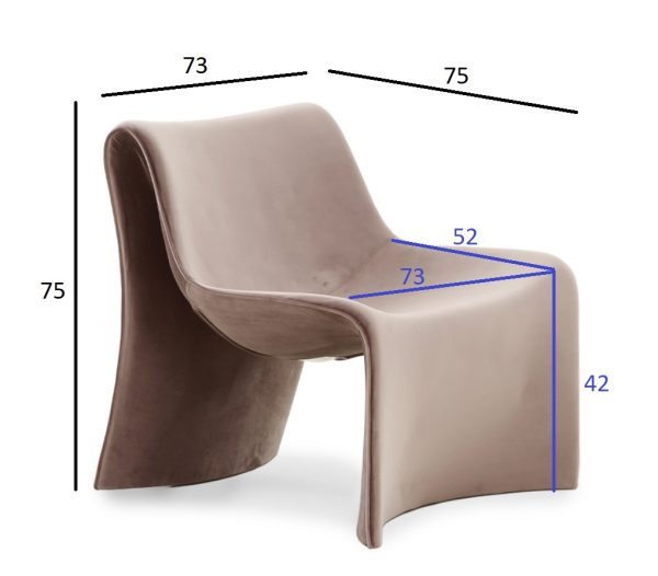 ZW-KRES-092 KOR Кресло "Duna", велюр св.коричневый 73*75*75см — изображение 5