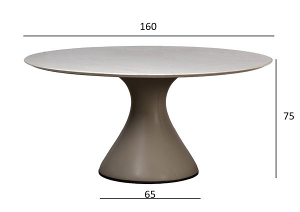 160KD-60090 Стол обеденный, мрамор Volakas, экокожа бежевая d160*75см — изображение 5