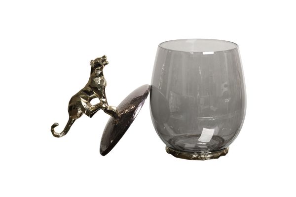 69-120163 Ваза декор.с крышкой "Ягуар" металл/стекло16*16*28см — изображение 2