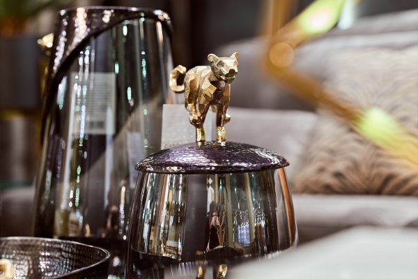 69-120163 Ваза декор.с крышкой "Ягуар" металл/стекло16*16*28см — изображение 3