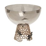 69-219053 Блюдо декор."Соты" стекло черн./мет.зол. d.26*h21.5см