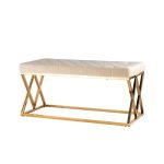 Банкетка ИНСИГНИЯ велюр бежевый сталь золото