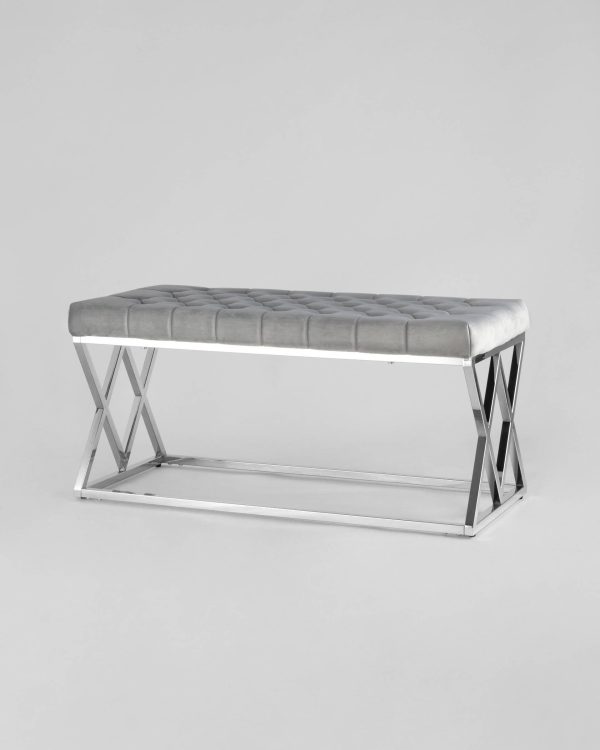 Банкетка ИНСИГНИЯ велюр серый сталь серебро — изображение 2