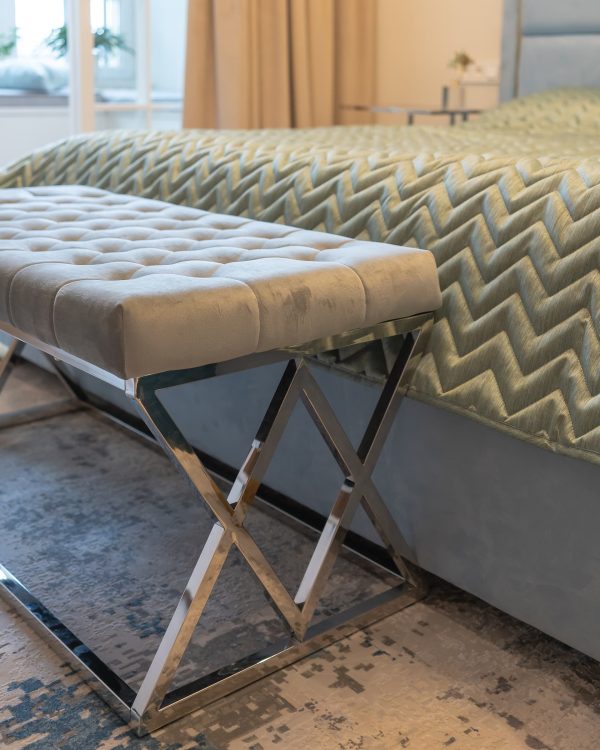 Банкетка ИНСИГНИЯ велюр серый сталь серебро — изображение 3