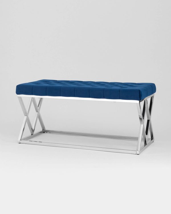 Банкетка ИНСИГНИЯ велюр синий сталь серебро — изображение 2