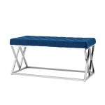 Банкетка ИНСИГНИЯ велюр синий сталь серебро