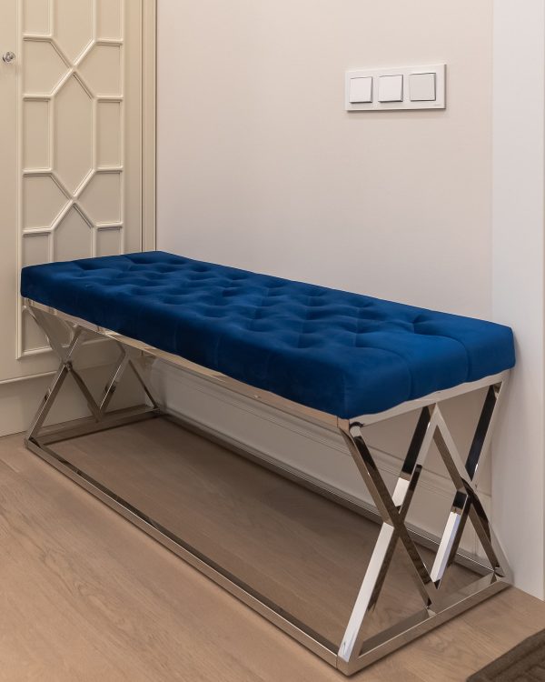 Банкетка ИНСИГНИЯ велюр синий сталь серебро — изображение 3