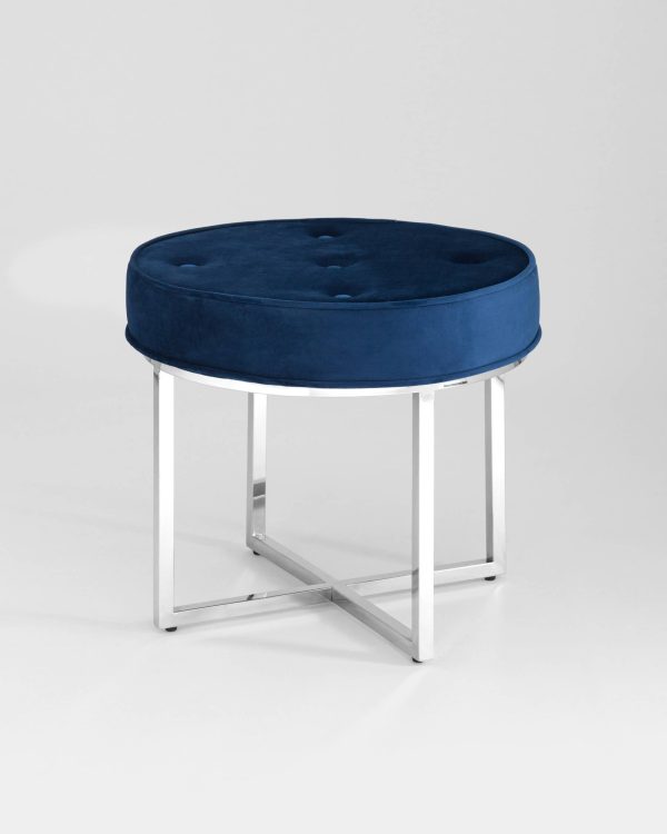 Банкетка САПФИР велюр синий сталь серебро — изображение 2