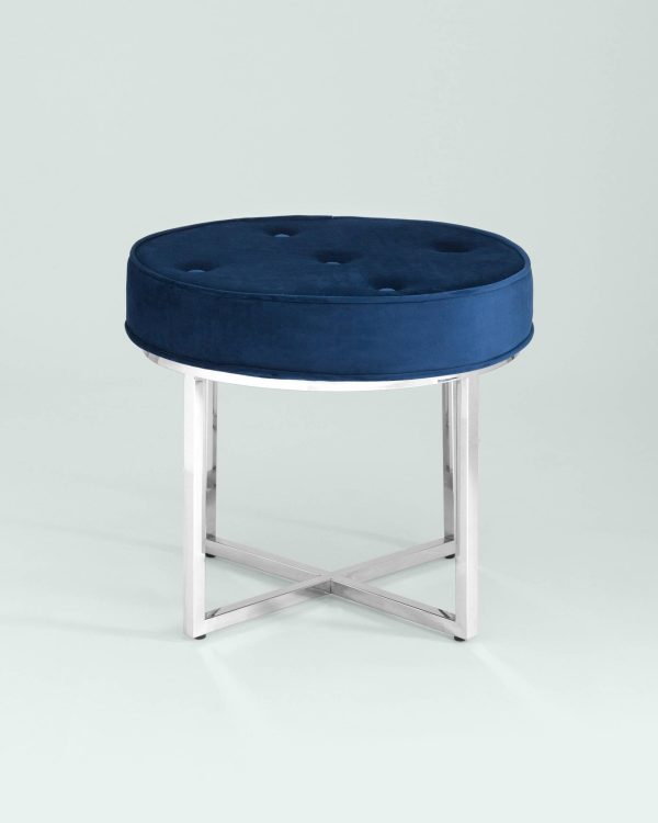 Банкетка САПФИР велюр синий сталь серебро — изображение 3