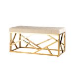 Банкетка-скамейка АРТ ДЕКО велюр бежевый сталь золото