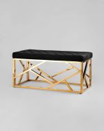 Банкетка-скамейка АРТ ДЕКО велюр черный сталь золото — изображение 2