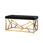 Банкетка-скамейка АРТ ДЕКО велюр черный сталь золото