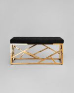Банкетка-скамейка АРТ ДЕКО велюр черный сталь золото — изображение 3