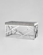 Банкетка-скамейка АРТ ДЕКО велюр серый сталь серебро — изображение 2