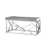 Банкетка-скамейка АРТ ДЕКО велюр серый сталь серебро