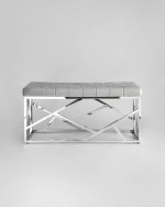 Банкетка-скамейка АРТ ДЕКО велюр серый сталь серебро — изображение 3