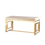 Банкетка-скамейка БРУКЛИН велюр бежевый сталь золото