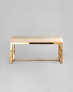 Банкетка-скамейка БРУКЛИН велюр бежевый сталь золото — изображение 3