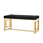 Банкетка-скамейка БРУКЛИН велюр черный сталь золото