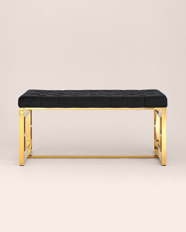 Банкетка-скамейка БРУКЛИН велюр черный сталь золото — изображение 3