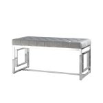 Банкетка-скамейка БРУКЛИН велюр серый сталь серебро