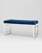 Банкетка-скамейка БРУКЛИН велюр синий сталь серебро — изображение 2