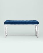 Банкетка-скамейка БРУКЛИН велюр синий сталь серебро — изображение 3