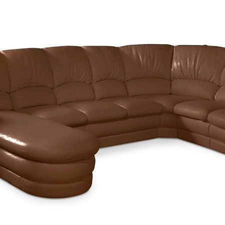 Большой диван Оберон с круглой секцией и оттоманкой Galaxy Brown