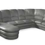 Большой диван Оберон с круглой секцией и оттоманкой Galaxy It Grey