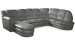 Большой диван Оберон с круглой секцией и оттоманкой Galaxy It Grey
