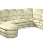 Большой диван Оберон с круглой секцией и оттоманкой Galaxy Milk