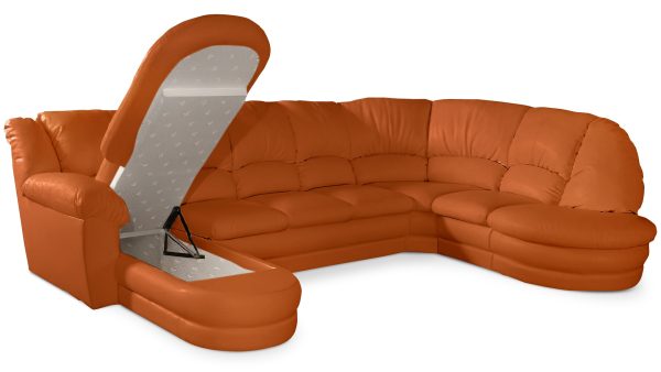 Большой диван Оберон с круглой секцией и оттоманкой Galaxy Orange Нераскладной (358х222х102см) — изображение 2