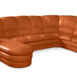Большой диван Оберон с круглой секцией и оттоманкой Galaxy Orange
