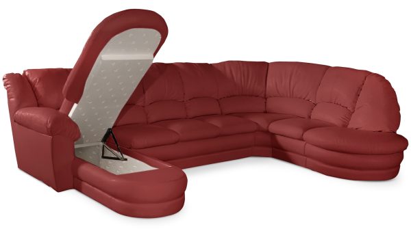 Большой диван Оберон с круглой секцией и оттоманкой Galaxy Red Нераскладной (358х222х102см) — изображение 2