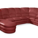 Большой диван Оберон с круглой секцией и оттоманкой Galaxy Red