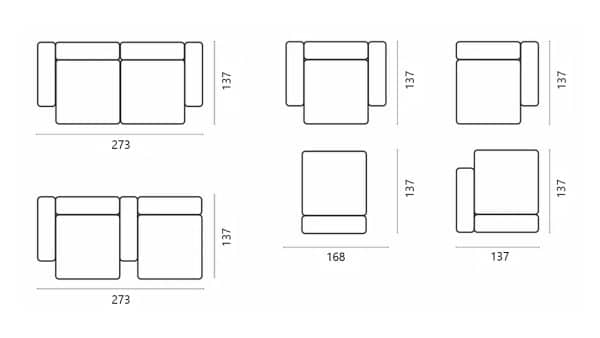 Диван Фиджи двухсекционный (большой и глубокий) Vivaldi 33 Нераскладной (273х137х62см) — изображение 3