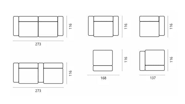 Диван Фиджи двухсекционный (большой) Vivaldi 04 Нераскладной (273х116х62см) — изображение 3
