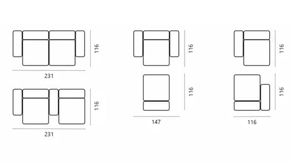 Диван Фиджи двухсекционный (малый) Vivaldi 28 Нераскладной (231х116х62см) — изображение 3