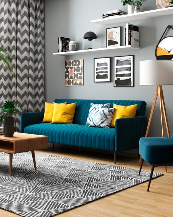 Диван прямой Дрезден велюр синий — изображение 3