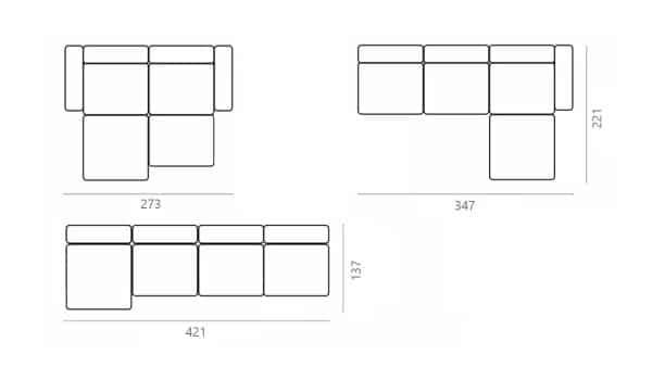 Диван с оттоманкой Фиджи (большой) Vivaldi 19 Нераскладной (347х221х62см) — изображение 3