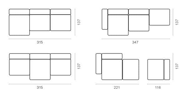 Диван с оттоманкой Фиджи (малый) Vivaldi 33 Нераскладной (315х137х62см) — изображение 3