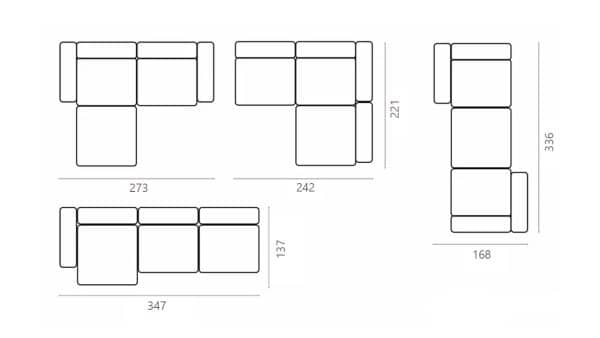 Диван с оттоманкой Фиджи Velutto 23 Нераскладной (273х221х62см) — изображение 3
