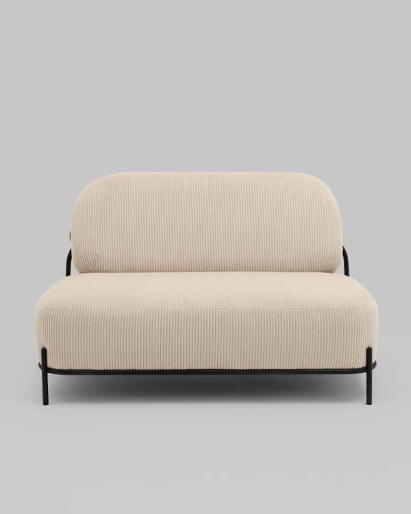 Диван Стоун велюр рельефный молочный — изображение 3