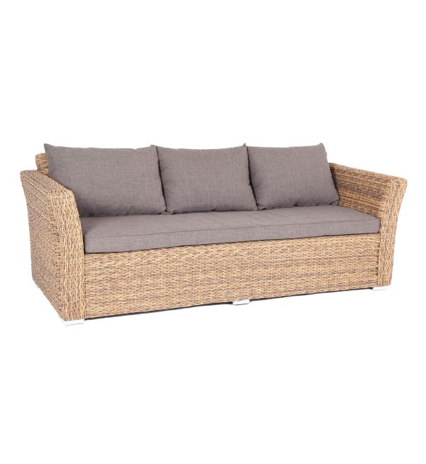 "Капучино" диван из искусственного ротанга (гиацинт) трехместный, цвет соломенный — изображение 3