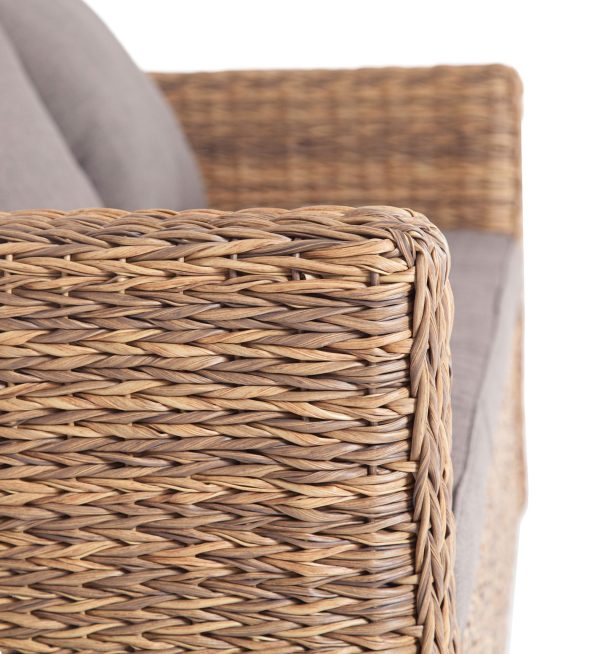 "Капучино" диван из искусственного ротанга (гиацинт) трехместный, цвет соломенный — изображение 4